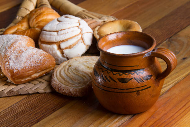 istock Mexican sweet bread and cup of milk 904674020