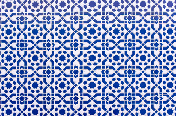 moroccan tiles with traditional arabic patterns, ceramic tiles patterns as background texture - morocco marrakech moroccan culture casablanca imagens e fotografias de stock