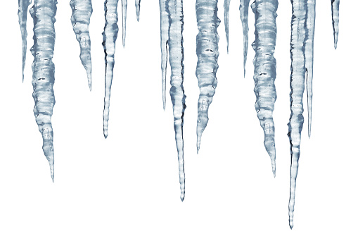 Icicles isolated on a white background.