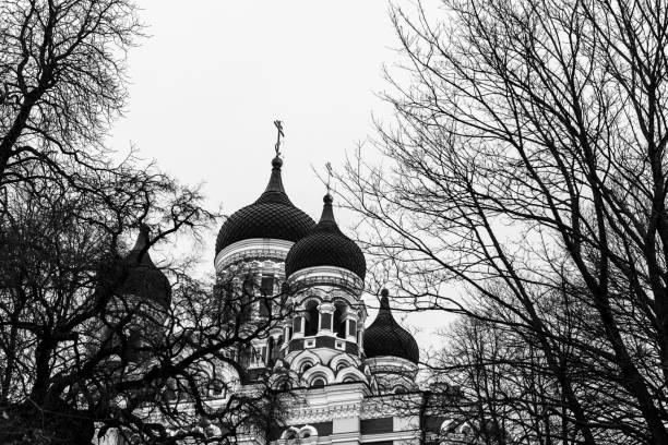 Side view of Alexander Nevsky Cathedral in Tallinn, an orthodox cathedral in the hill of Toompea.