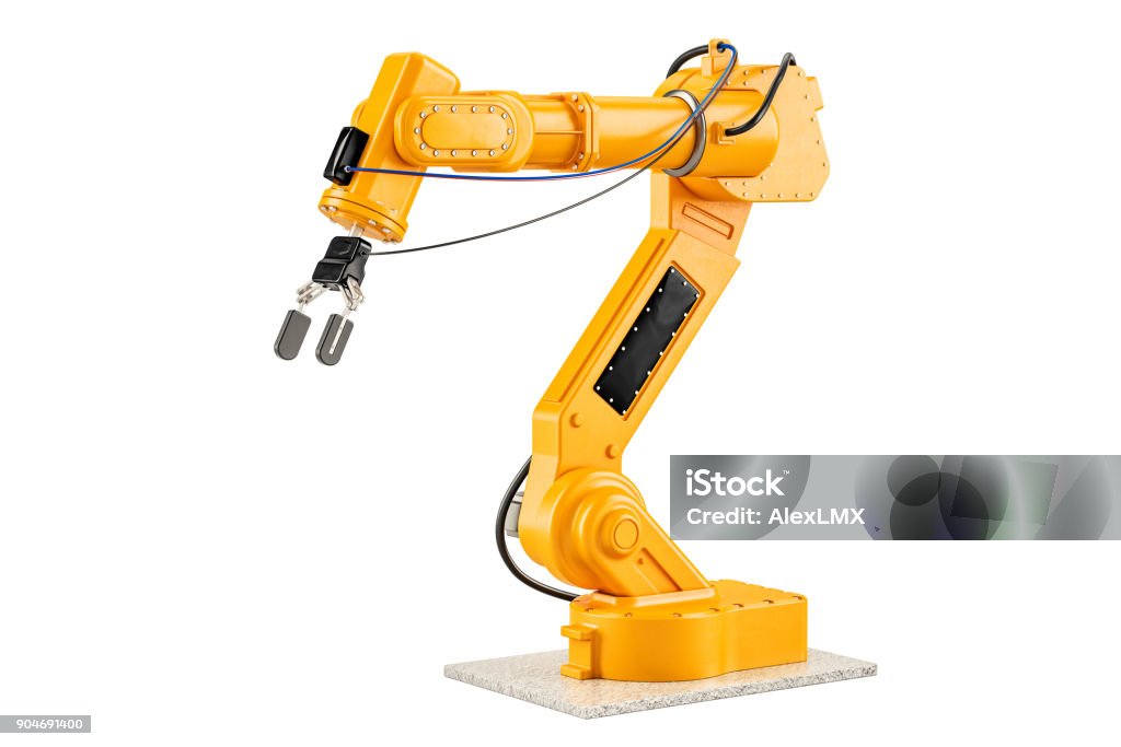 Robotic Arm, 3D rendering isolated on white background Robotic Arm Stock Photo