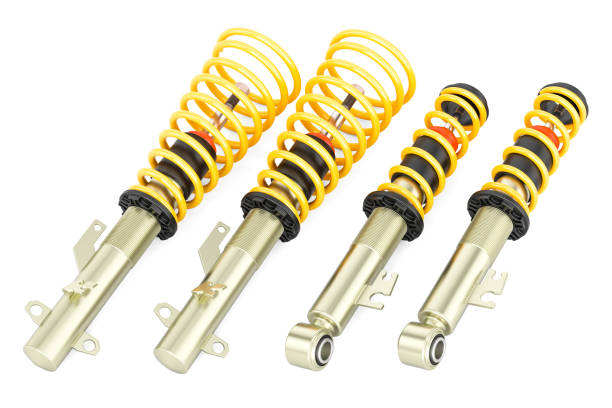 istock set of front and rear shock absorbers, 3D rendering isolated on white background 904691564