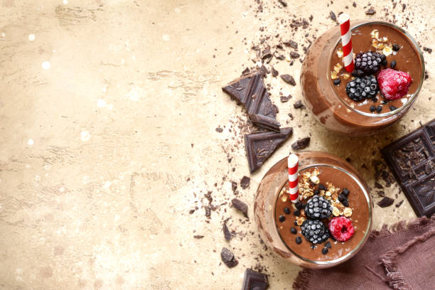 istock Two portion of chocolate banana smoothie 904701784