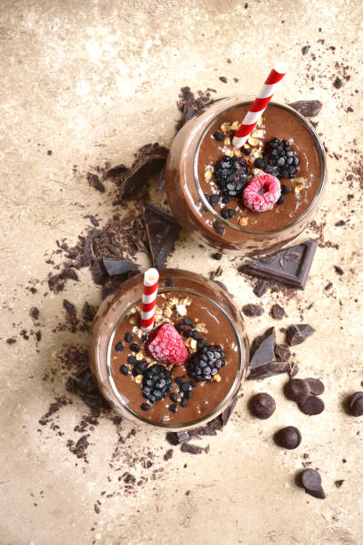 istock Two portion of chocolate banana smoothie 904701786