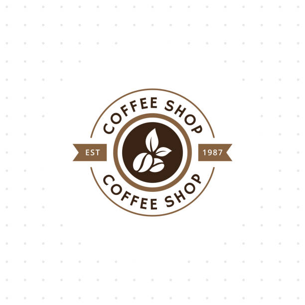 illustrazioni stock, clip art, cartoni animati e icone di tendenza di emblema ed etichetta del caffè vettoriale vintage - coffee espresso retro revival coffee cup