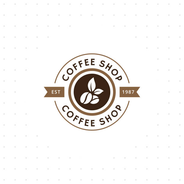 빈티지 벡터 커피 엠 블 럼 및 레이블 - coffee circle coffee bean label stock illustrations