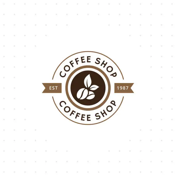 Vector illustration of Vintage vector coffee emblem and label