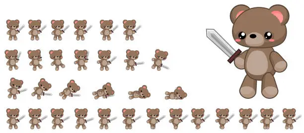 Vector illustration of Animated Bear Sprites