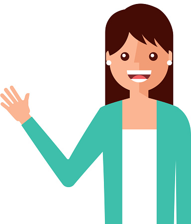 young woman waving happy avatar character vector illustration design