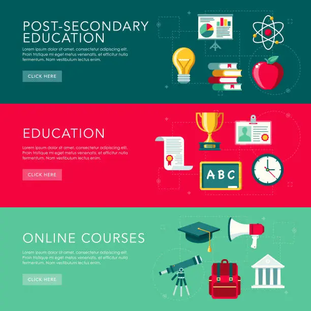 Vector illustration of Education Flat Design Web Banners Set