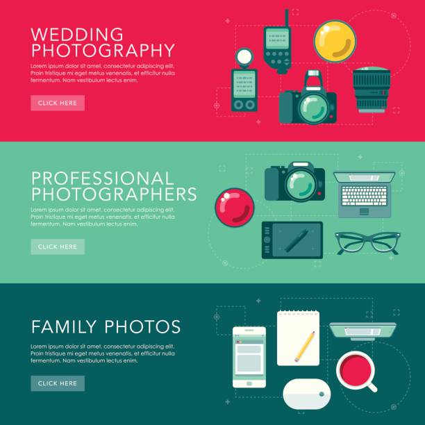 Photographty Flat Design Web Banners Set A set of three flat design styled web banners. File is built in CMYK for optimal printing. Color swatches are global so it’s easy to edit and change the colors. Objects are on labelled layers so it’s easy to isolate shapes. photographty stock illustrations