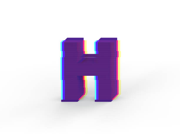 istock 3D realistic glitch uppercase letter H with soft shadow isolated on white background - Path selection on file 904715438
