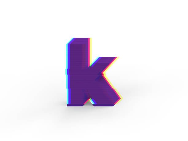 istock 3D realistic glitch lowercase letter k with soft shadow isolated on white background - Path selection on file 904715456