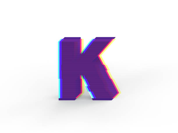 白地 - �ファイルのパス選択分離ソフト シャドウを持つ 3 d 現実的なグリッチ大文字 k - letter k audio ストックフォトと画像