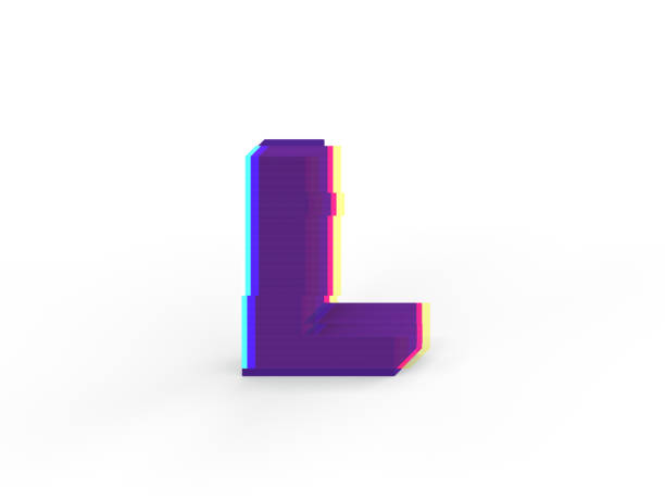 istock 3D realistic glitch uppercase letter L with soft shadow isolated on white background - Path selection on file 904715470