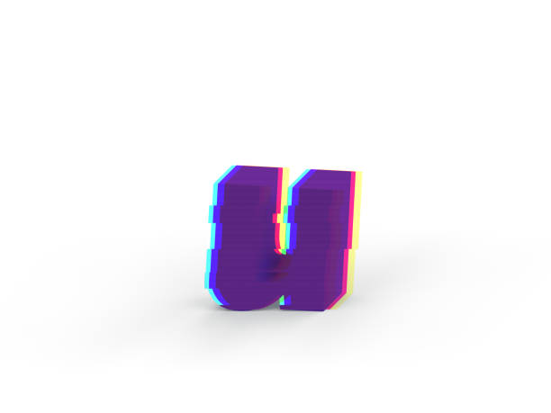 istock 3D realistic glitch lowercase letter u with soft shadow isolated on white background - Path selection on file 904717566