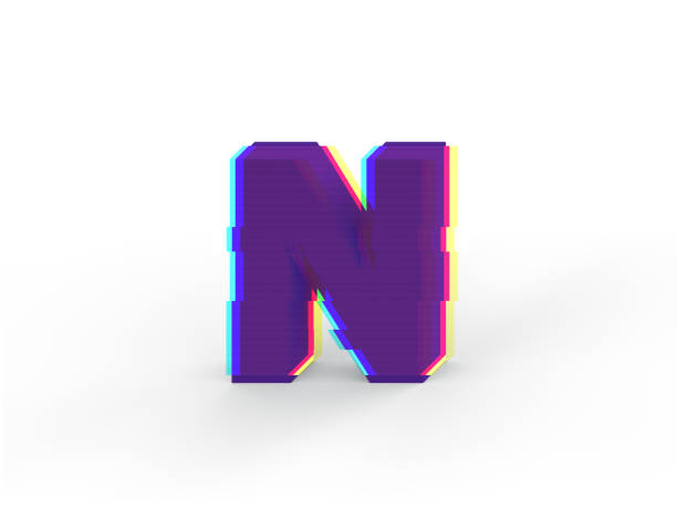 istock 3D realistic glitch uppercase letter N with soft shadow isolated on white background - Path selection on file 904717606