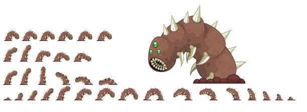 Vector illustration of Animated Giant Worm Sprites