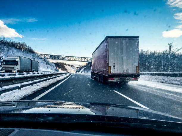istock Slippery frozen highway on a winter day 904727010