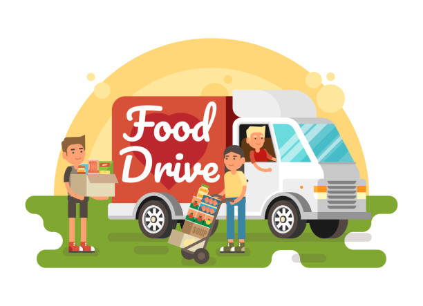 Food Drive non perishable food charity movement Food Drive non perishable food charity movement, vector badge logo illustration holiday food drive stock illustrations