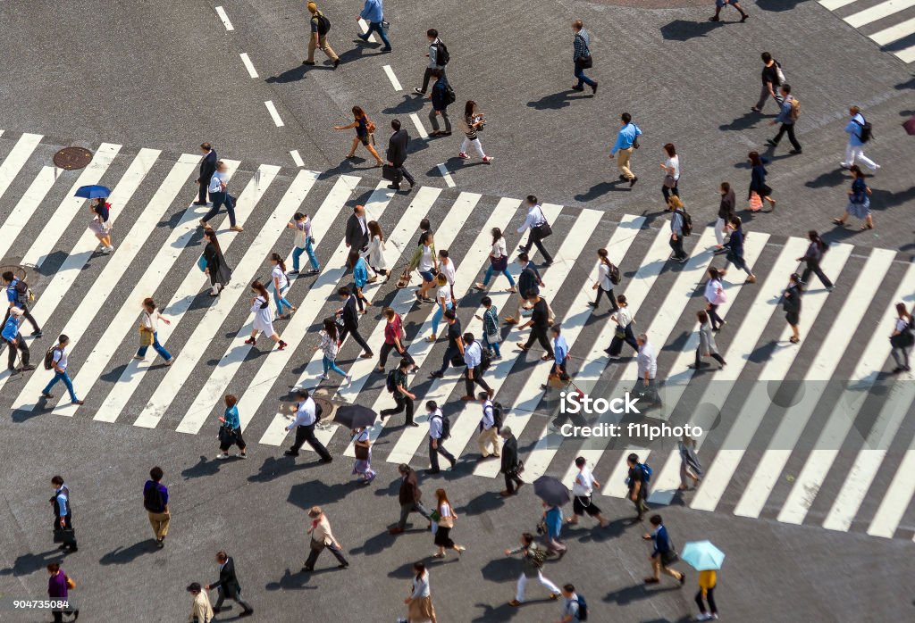 Shibuya Crossing aus Draufsicht - Lizenzfrei Bevölkerungsexplosion Stock-Foto