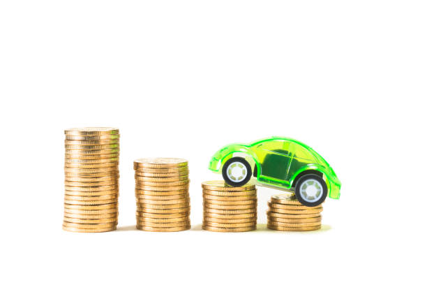 istock Car model with gold coins, car prices concept creative illustration 904753580