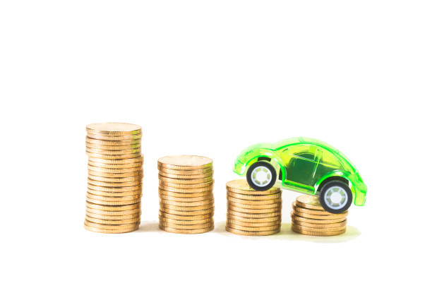 istock Car model with gold coins, car prices concept creative illustration 904753610