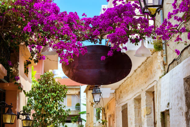 istock Advertising signboard on touristic street Rethymno 904755784
