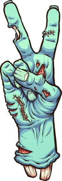 Vector illustration of Zombie hand making peace sign
