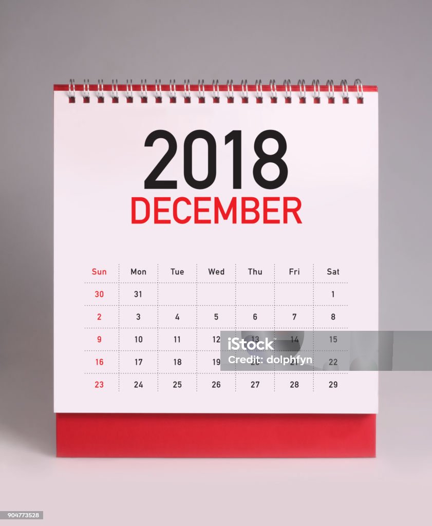 Calendrier de bureau simple 2018 - décembre - Photo de 2018 libre de droits