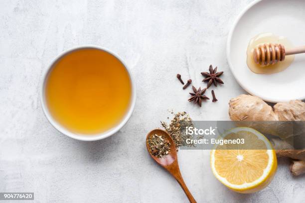 Hot Herbal Ginger Tea Stock Photo - Download Image Now - Tea - Hot Drink, High Angle View, Honey