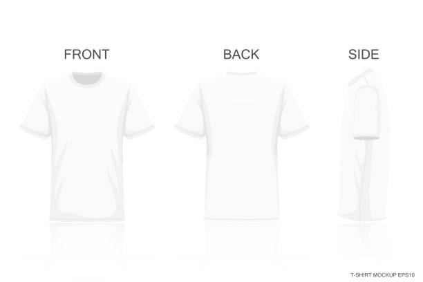 White T-Shirt Isolated on Gray background , Front side back view for your creative design pattern on shirt , mockup for presentaion advertising , illustration vector White T-Shirt Isolated on Gray background , Front side back view for your creative design pattern on shirt , mockup for presentaion advertising , illustration vector kids tshirt stock illustrations
