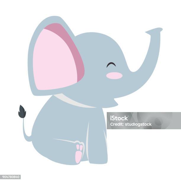 Cute Little Elephant Icon Stock Illustration - Download Image Now - Elephant, Animal, Animal Wildlife