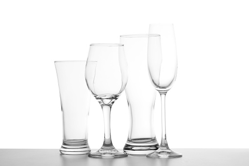 A collection of various types of drinking glasses