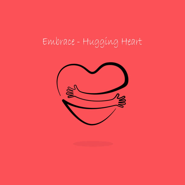 Embrace,Hugging heart symbol.Hug yourself icon.Love yourself sign.Love and Heart Care icon.Hand with Heart shape and healthcare & medical concept. vector art illustration