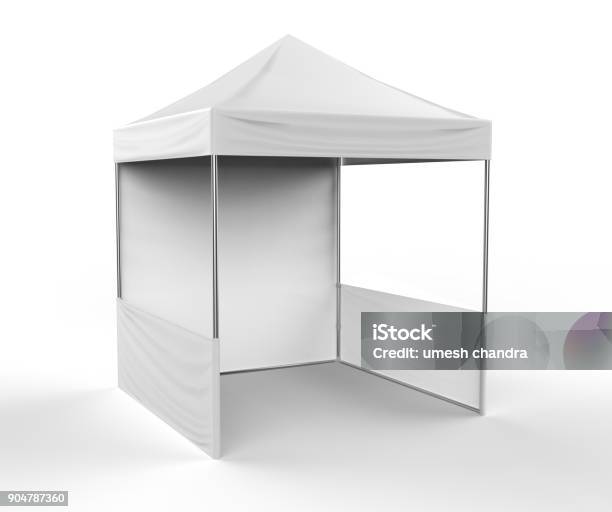Promotional Advertising Outdoor Event Trade Show Canopy Tent Mobile Marquee Mock Up Template 3d Render Illustration Isolated On White Background Ready For Your Design Product Advertising Stock Photo - Download Image Now