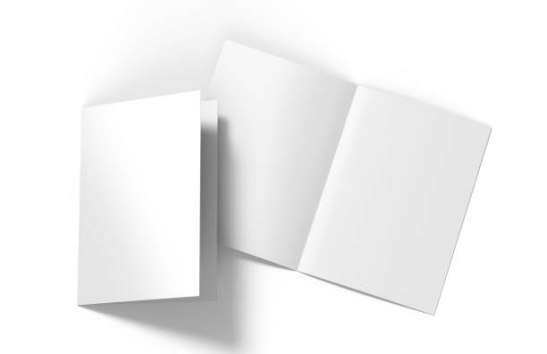 a3 a4 a5 2 つ折りをモックの白いテンプレートを空白によって折りパンフレットやプレゼンテーションをデザインします。3 d イラストレーション - half note ストックフォトと画像