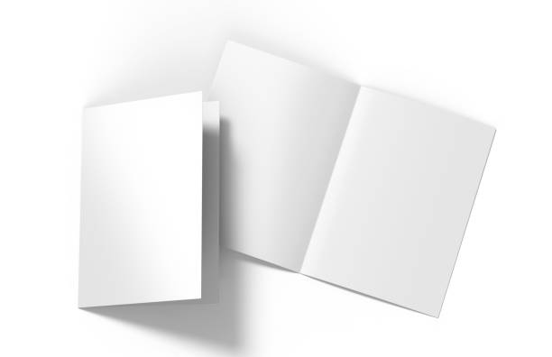 A3 A4 A5 half-fold or by-fold brochure blank white template for mock up and presentation design. 3d illustration