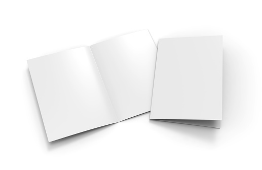 A3 A4 A5 semidesnuda o folleto por doblez en blanco plantilla blanca para mock up y diseño de presentación. Ilustración 3D photo