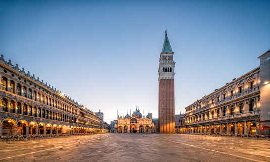 view of empty San marco square in the morning in Venice,Italy