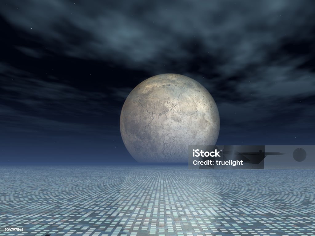 Matrix Display Moon Graph Matrix Grid Background With Full Moon Stock Photo - Download Image Now ...