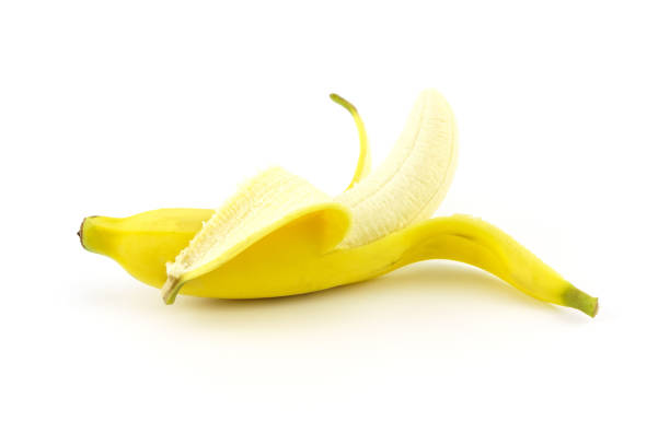 istock Peeled ripe banana isolated on white background 904798238