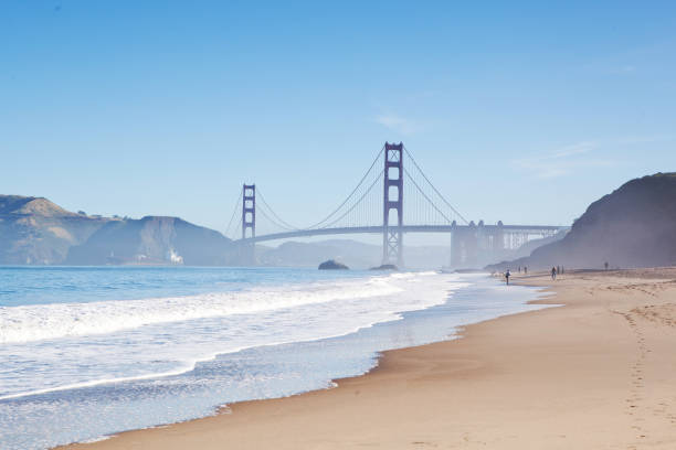 The view of Golden Gate bridge from the baker beach.