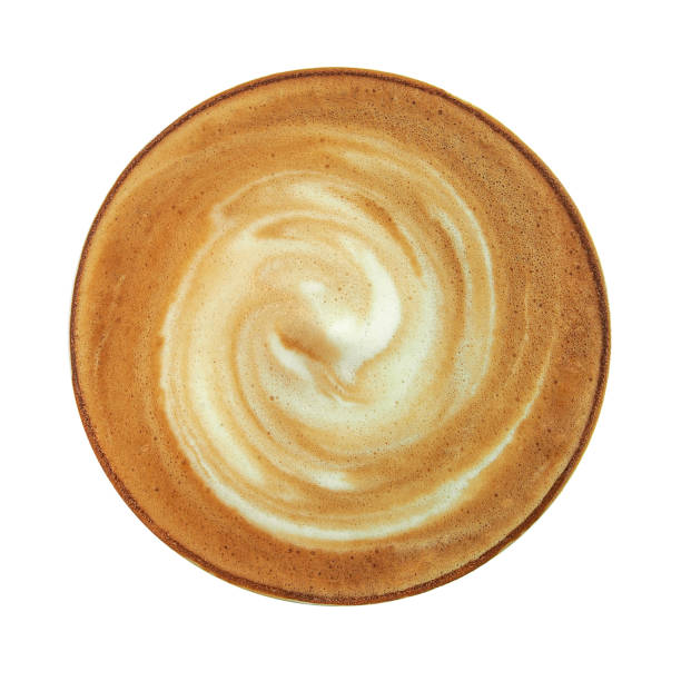 istock Top view of hot coffee cappuccino spiral milk foam isolated on white background, clipping path included. 904798708