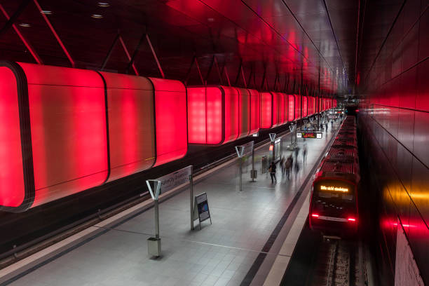 Colorful Hafen City Underground Station in Hamburg in Northern Germany