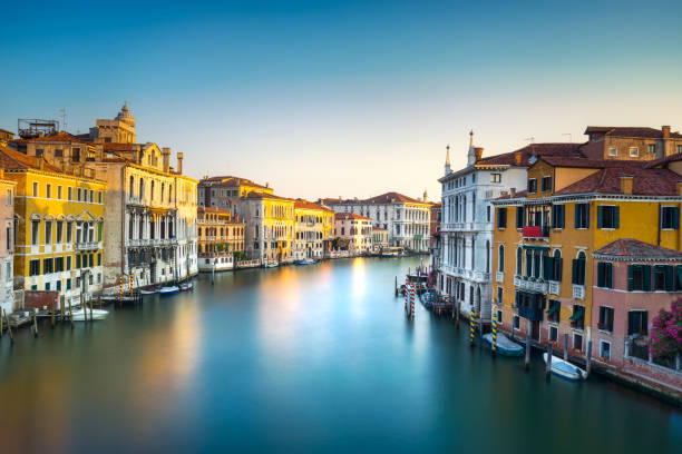Venice grand canal or Canal Grande, view from Rialto bridge. Italy Venice grand canal or Canal Grande, view from Rialto bridge. Italy, Europe gondola traditional boat photos stock pictures, royalty-free photos & images