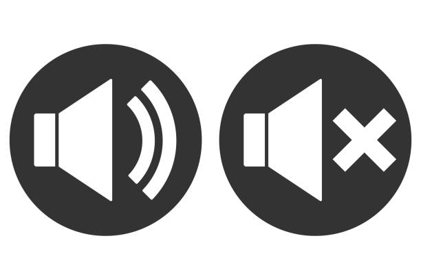 SOUND ON OFF sign. Loudspeaker icon in circle. Vector SOUND ON OFF sign. Loudspeaker icon in circle. Vector. off balance stock illustrations