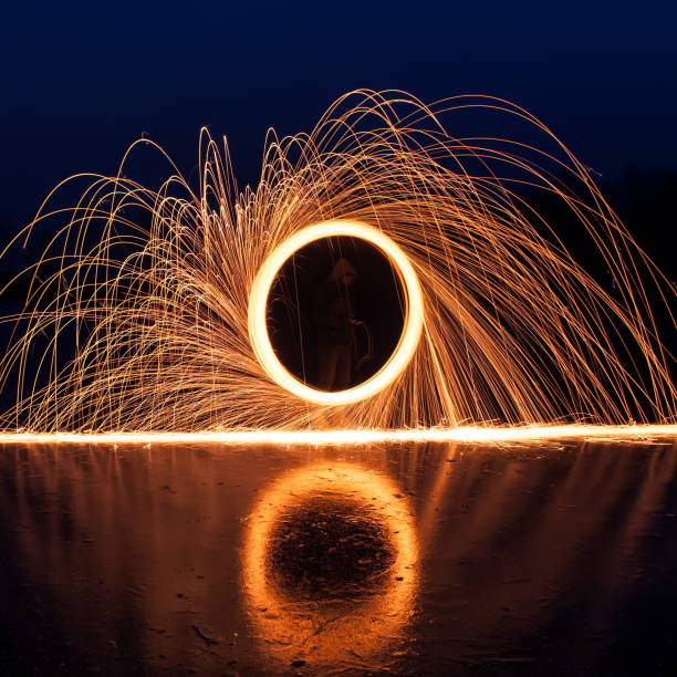 istock Bright sparks from the steel wool, 904822146