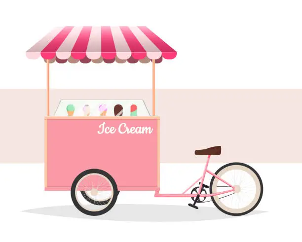 Vector illustration of Ice cream cart