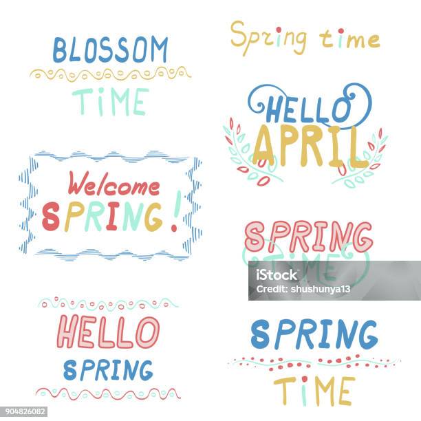Springboard Lettering Lettering Spring Inscriptions Set Stock Illustration - Download Image ...
